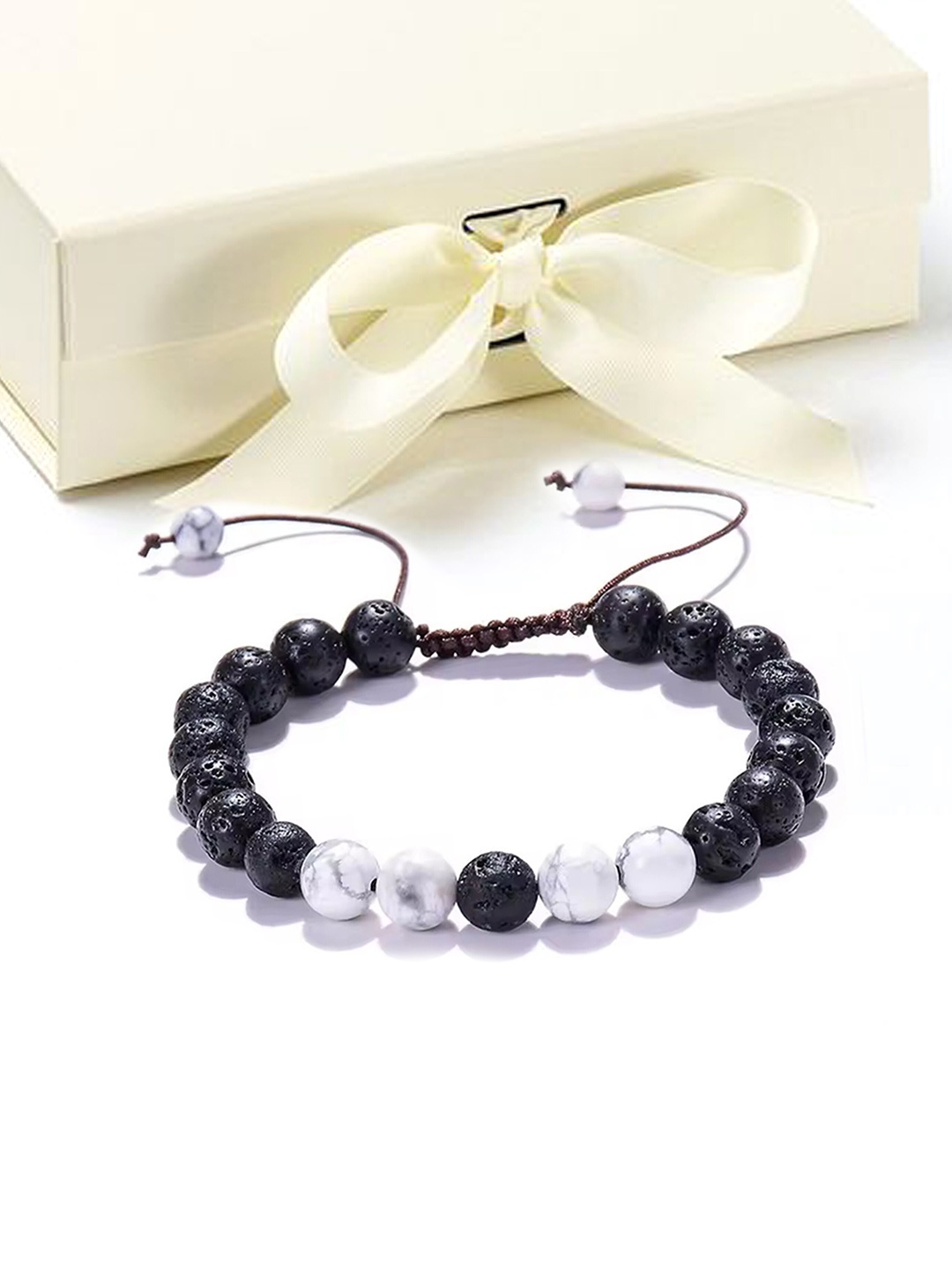 

MEENAZ Unisex Crystal Beaded Wraparound Adjustable Bracelet, Black