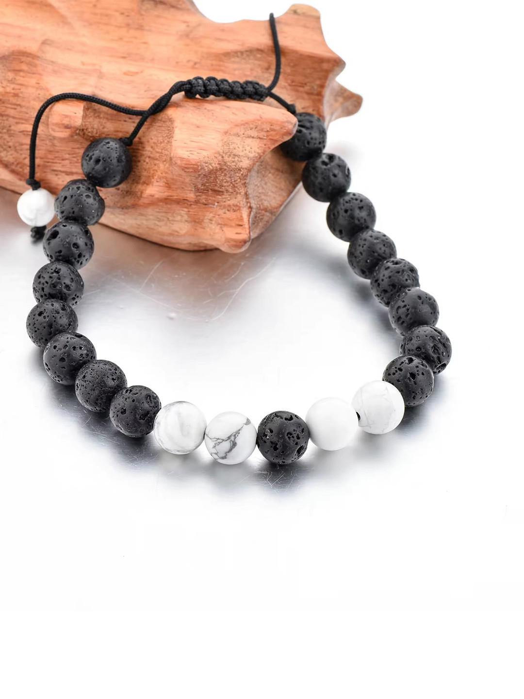 

MEENAZ Unisex Crystal Beaded Wraparound Adjustable Bracelet, Black