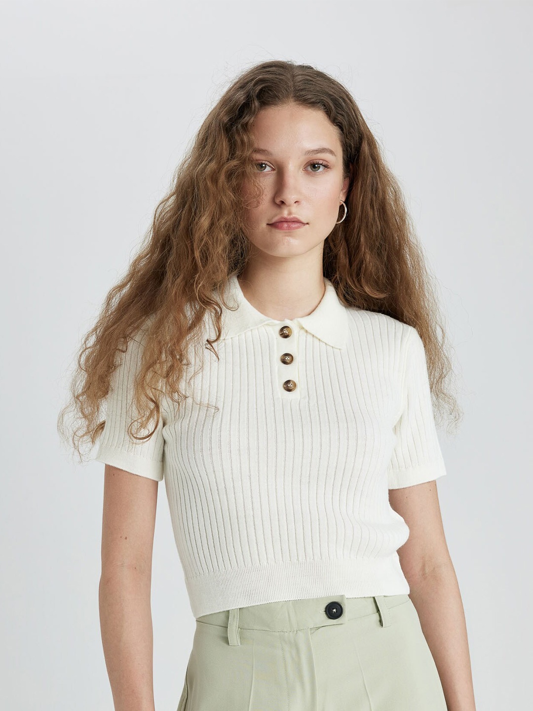 

DeFacto Ribbed Top, White