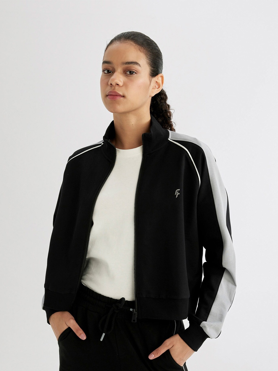 

DeFacto Mock Collar Sweatshirt, Black