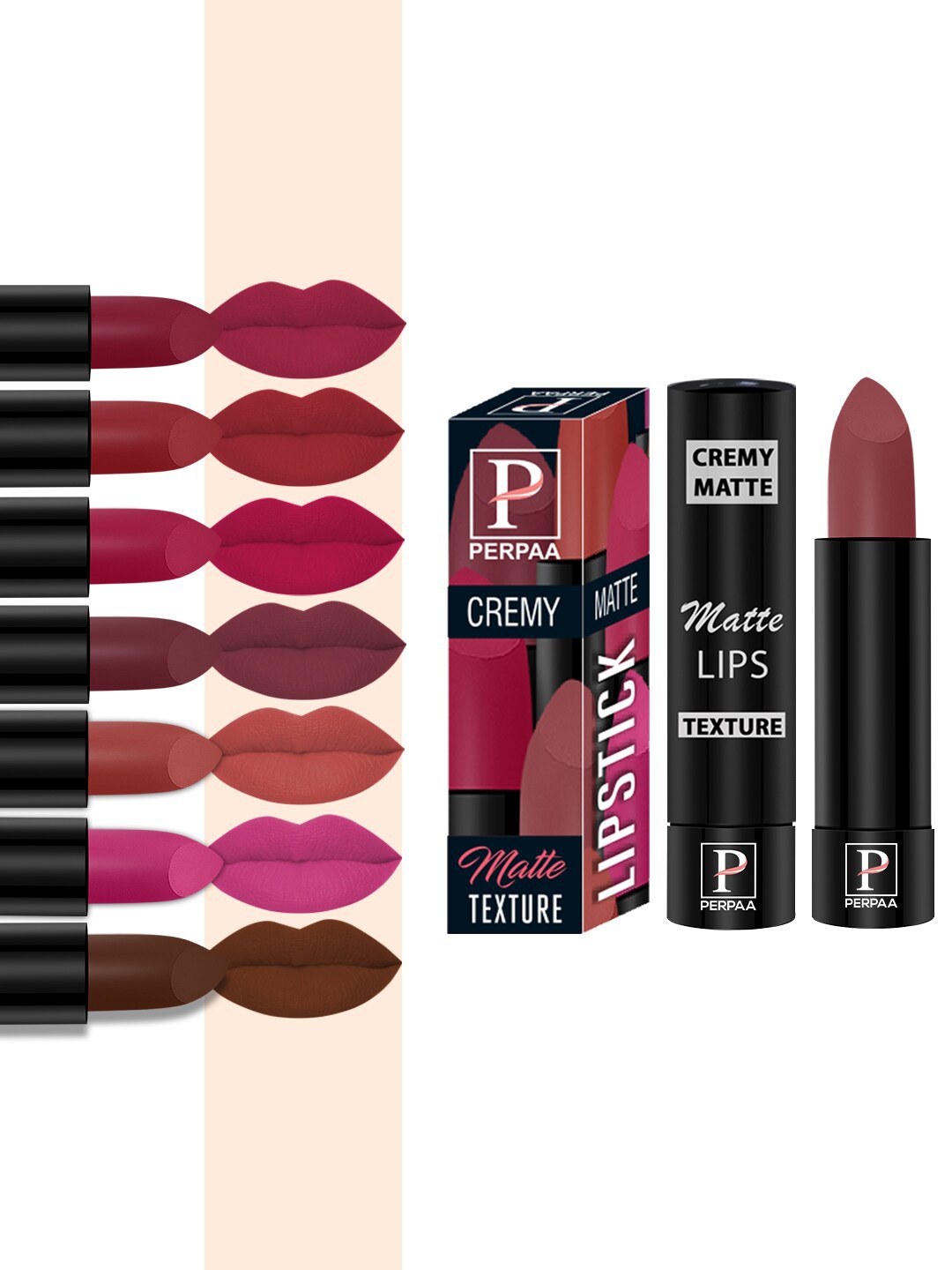 

PERPAA Cremy Matte Set Of 8 Smudgeproof Lipsticks - 3.5 gm Each-67-71-73-80-84-86-87-110, Red