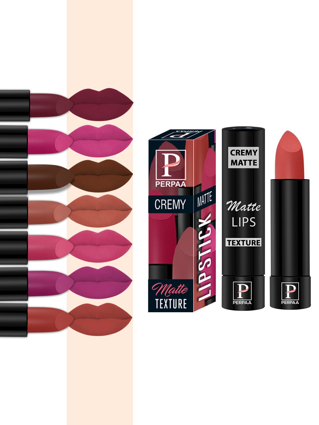 

PERPAA Set Of 8 Creamy Matte Lipsticks With Jojoba Oil - 3.5g Each, Multi