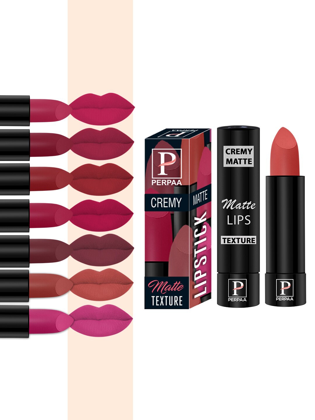 

PERPAA Set Of 8 Creamy Matte Lipsticks With Jojoba Oil - 3.5g Each, Multi