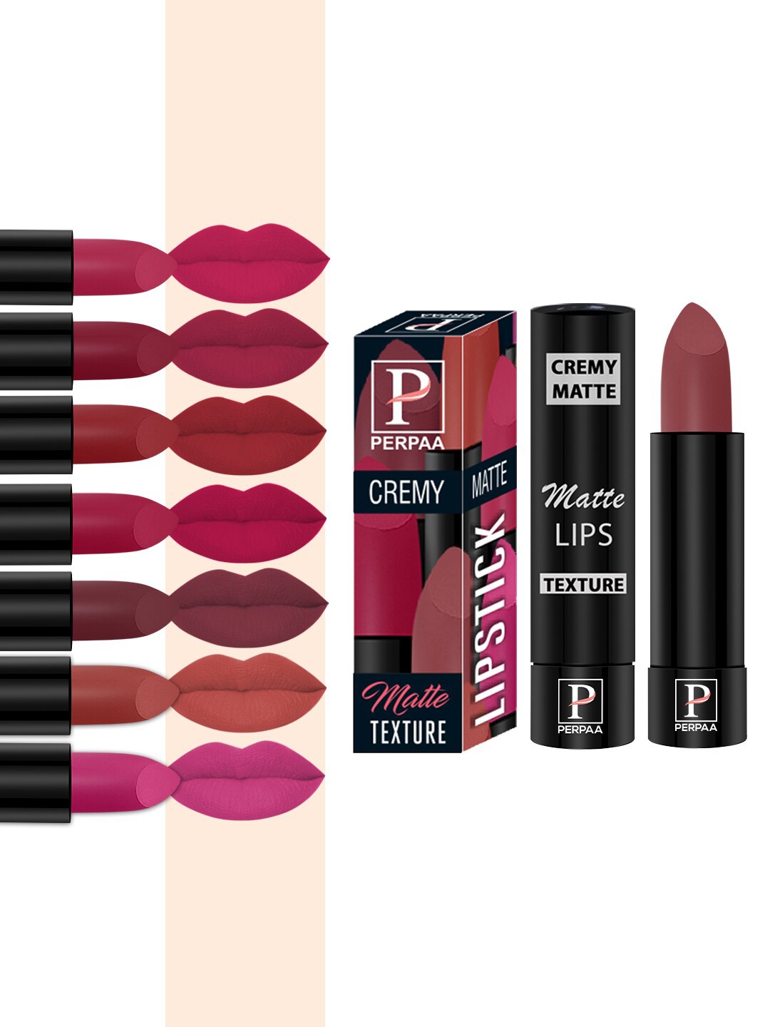 

PERPAA Set Of 8 Creamy Matte Lipsticks With Jojoba Oil - 3.5g Each, Multi