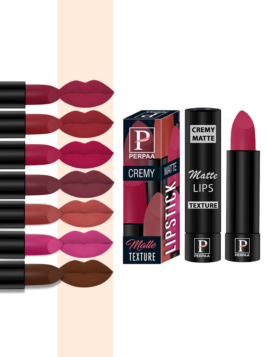 

PERPAA Set Of 8 Creamy Matte Lipsticks With Jojoba Oil - 3.5g Each, Multi