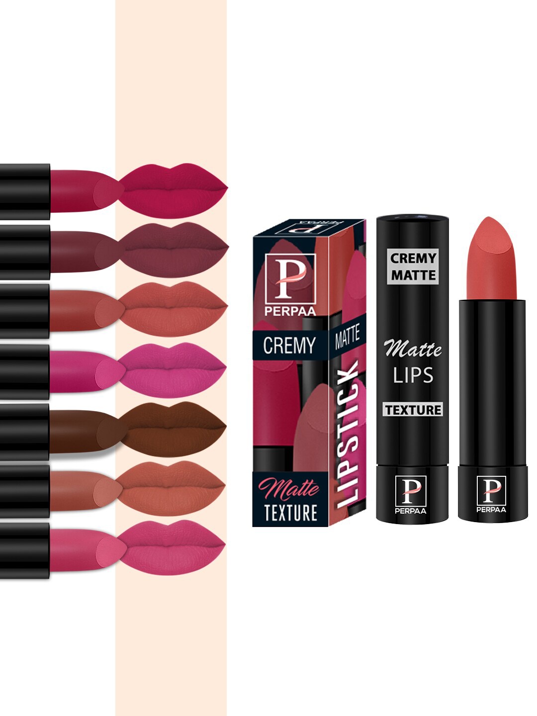 

PERPAA Set Of 8 Creamy Matte Lipsticks With Jojoba Oil - 3.5g Each, Multi