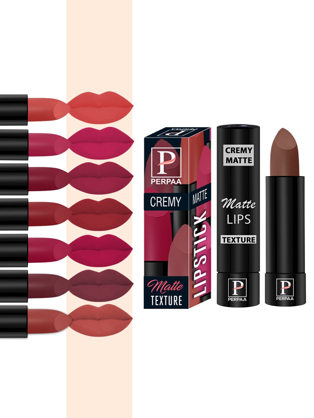 

PERPAA Set Of 8 Creamy Matte Lipsticks With Jojoba Oil - 3.5g Each, Multi