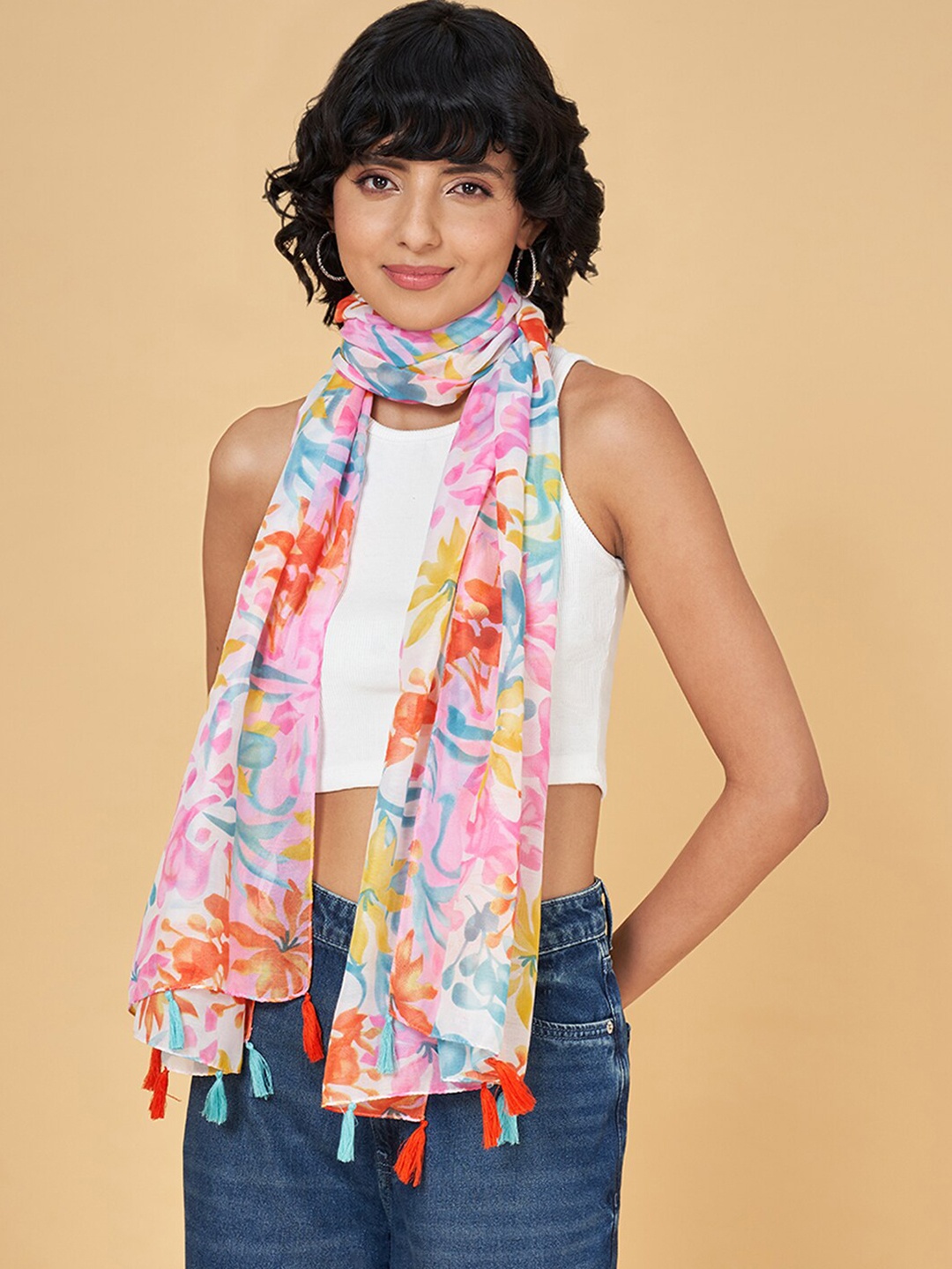 

Honey by Pantaloons Floral Printed Scarf, Orange