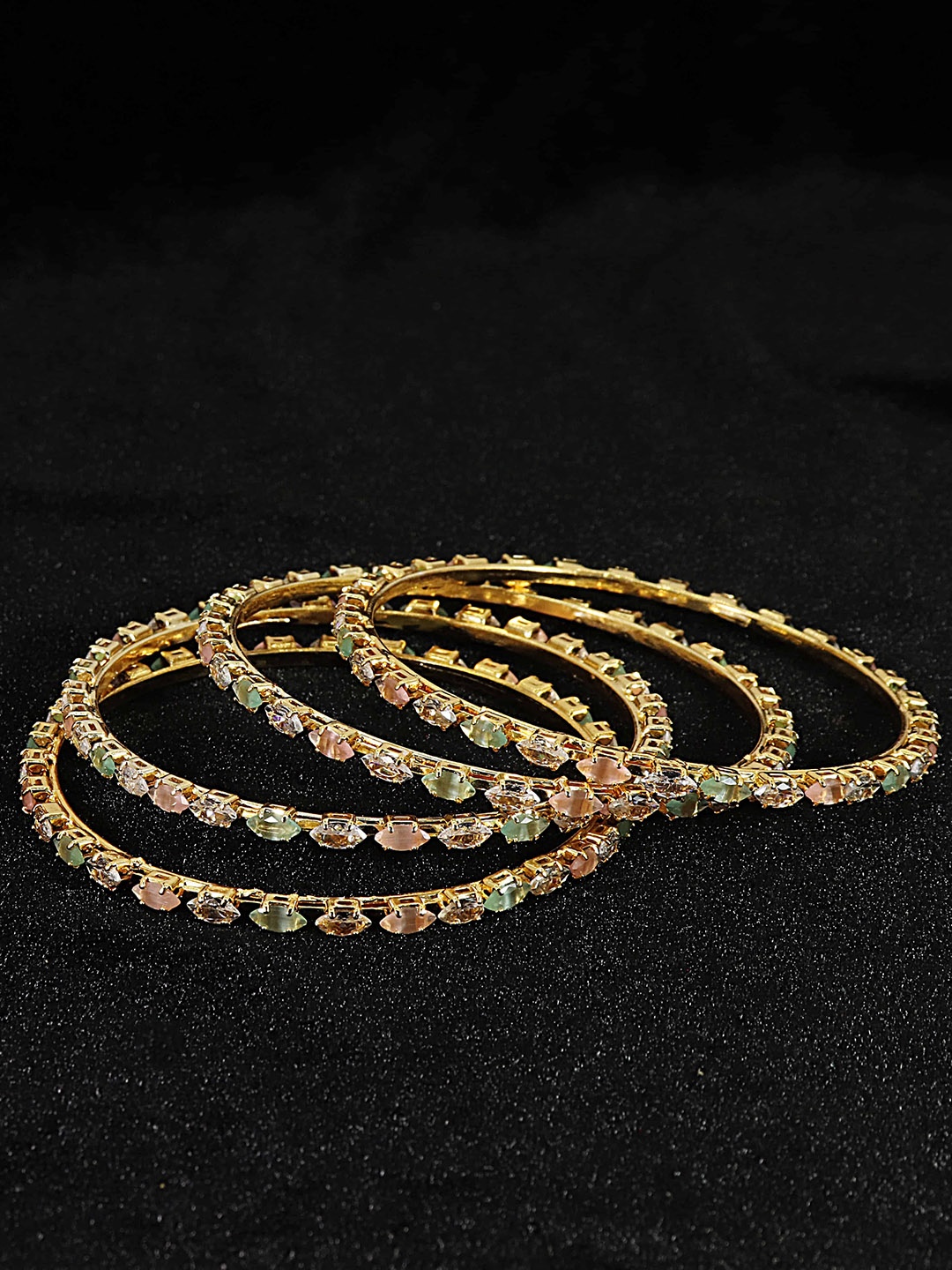 

LAVAZZA Set Of 4 Gold-Plated AD & CZ-Studded Bangles