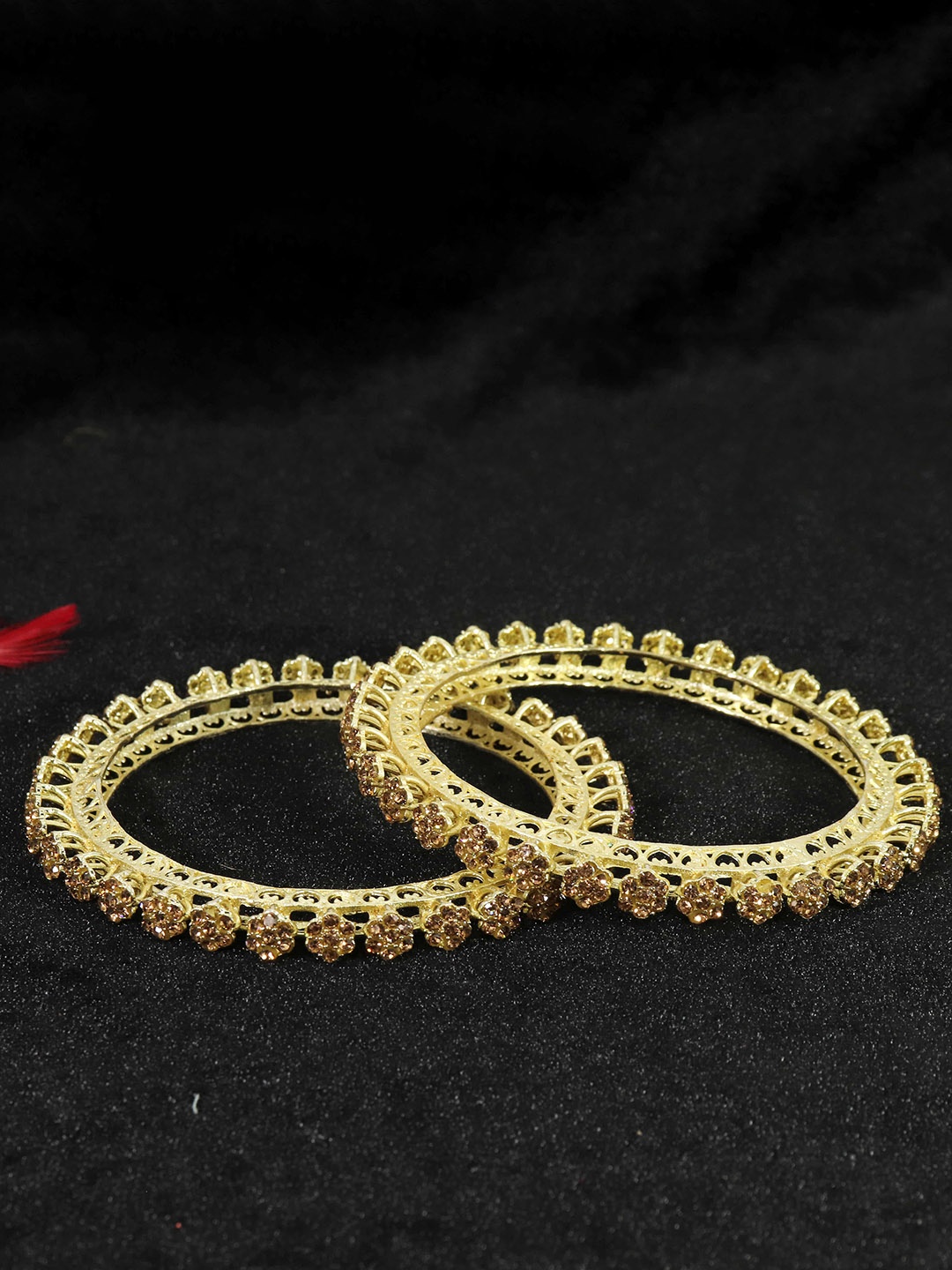 

LAVAZZA Set Of 2 CZ American Diamond-Studded Bangles, Gold