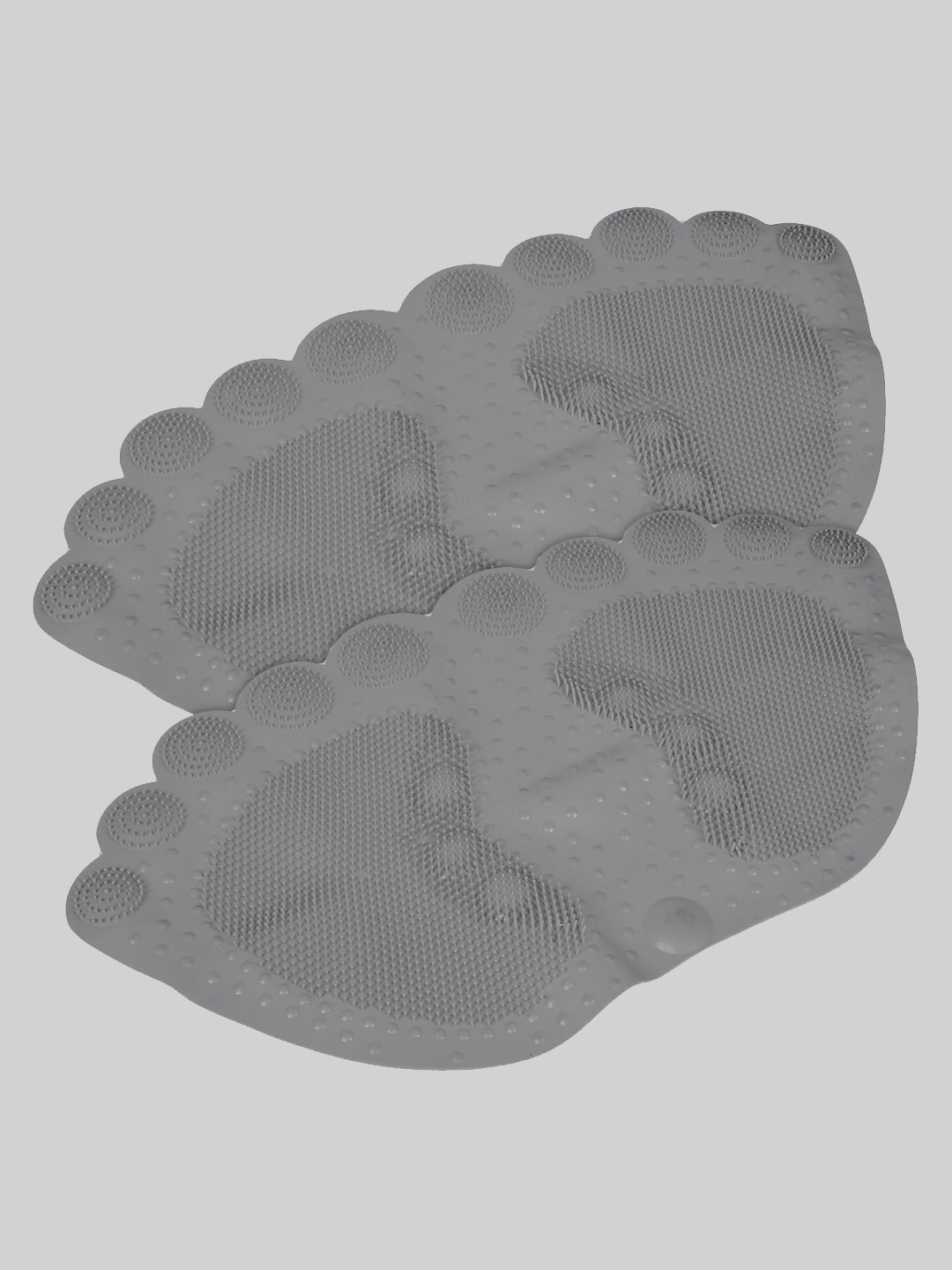 

Kuber Industries 2-Pcs Grey 120 GSM Foot Shape Bath Rugs