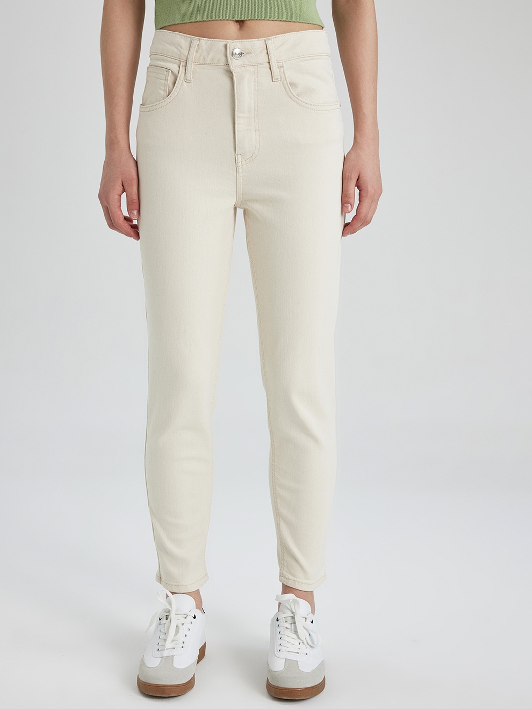 

DeFacto Women Mid Rise Cotton Trousers, Beige