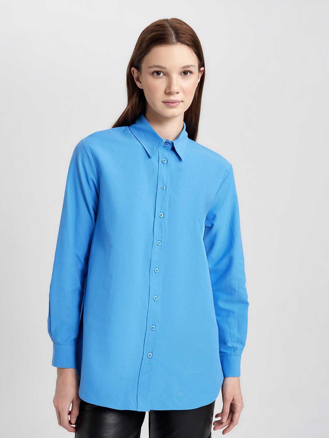 

DeFacto Spread Collar Casual Shirt, Blue