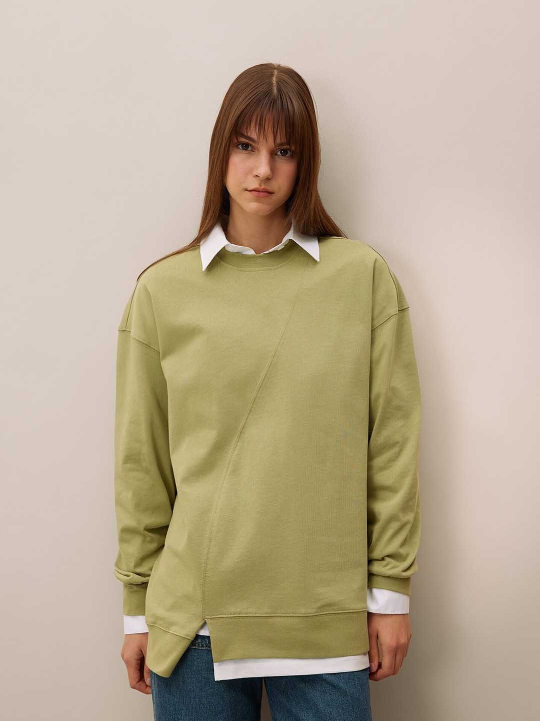 

DeFacto Round Neck Knitted Pure Cotton Sweatshirt, Green