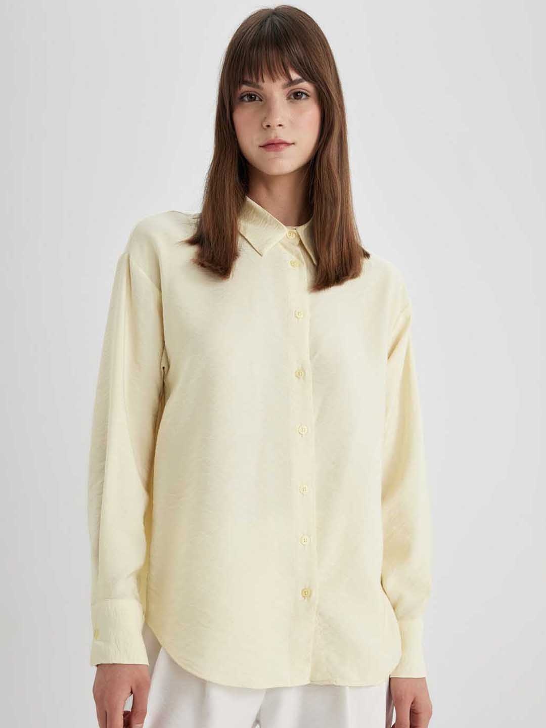 

DeFacto Spread Collar Casual Shirt, Yellow