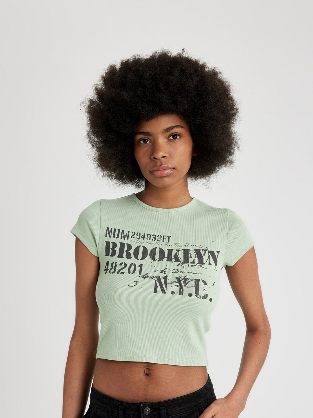 

DeFacto Women Typography Printed T-shirt, Green