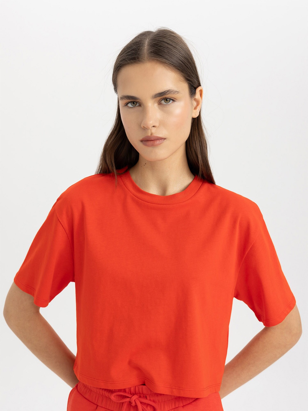 

DeFacto Women Solid T-shirt, Orange