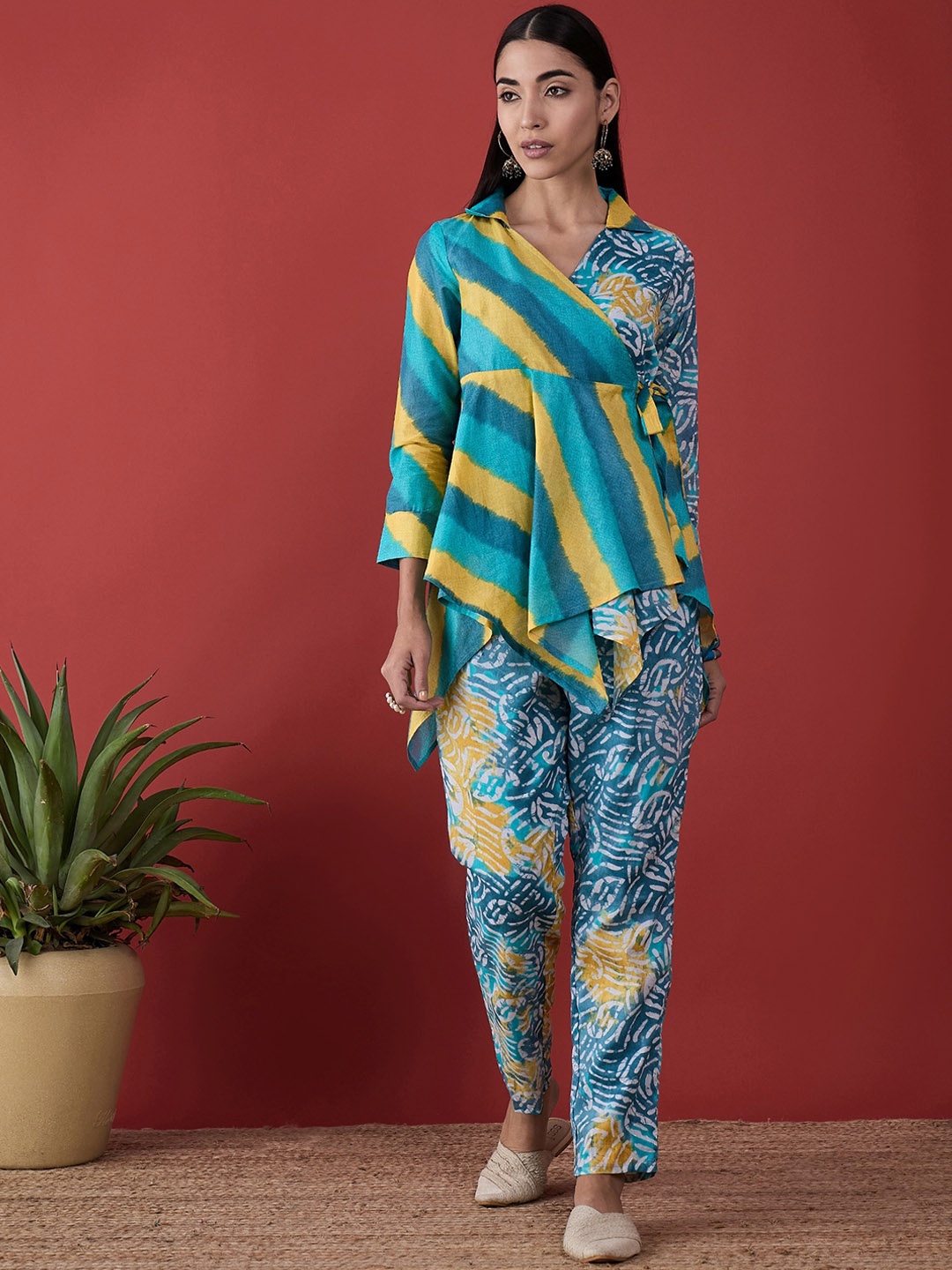 

Anouk Abstract Printed Pure Cotton Tunic With Trouser, Blue