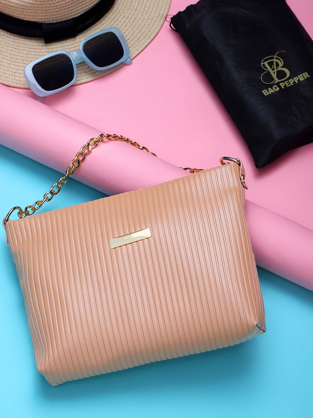 

Bag Pepper Striped Oversized Structured Handheld Bag, Pink