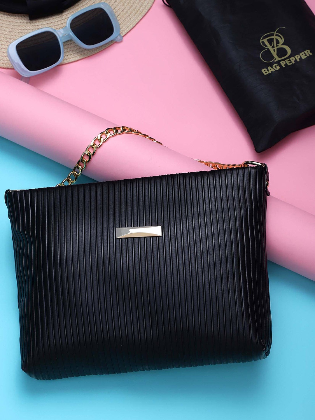 

Bag Pepper Textured Structured Sling Bag, Black