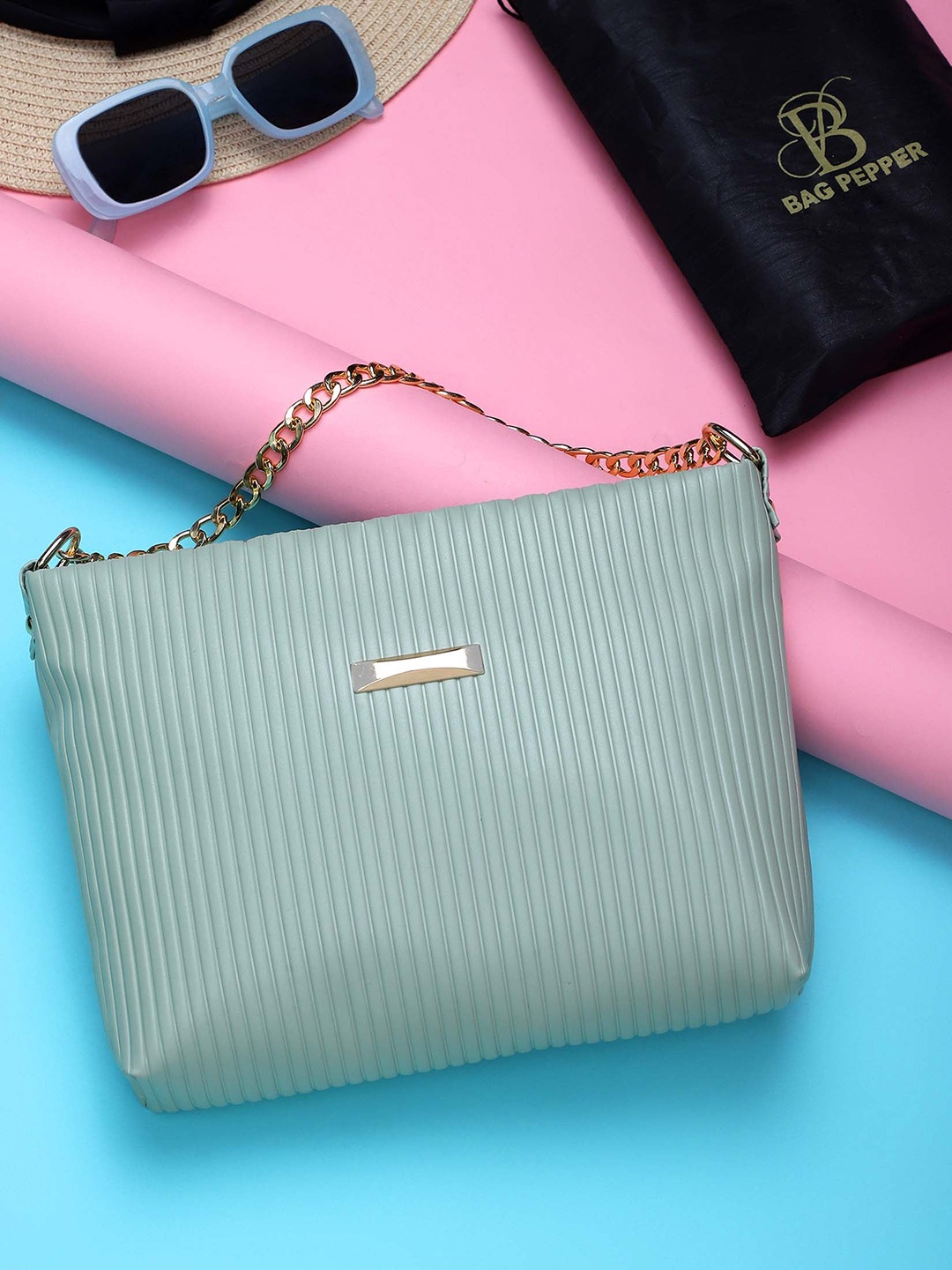 

Bag Pepper Textured Structured Sling Bag, Green