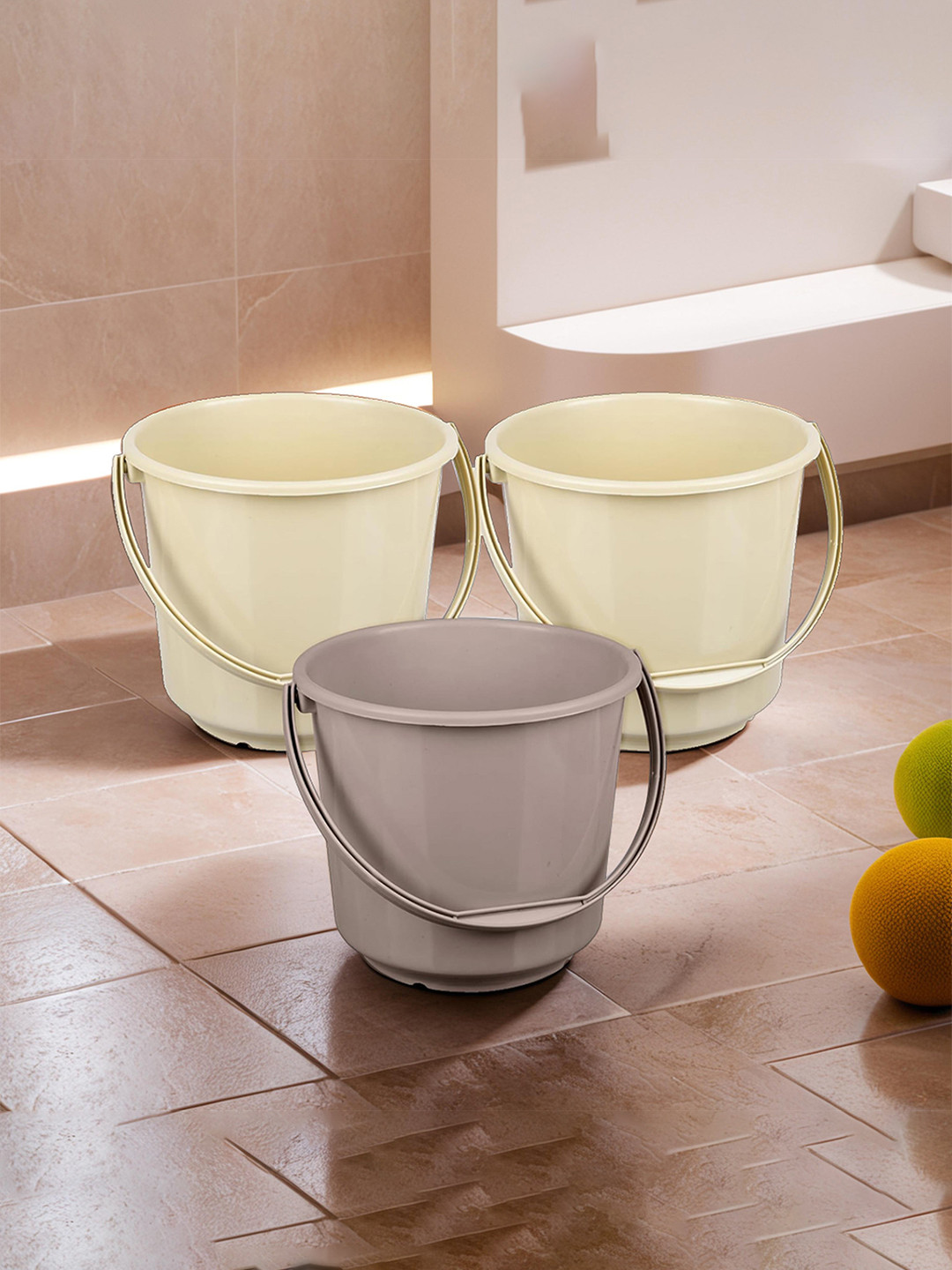 

Kuber Industries Beige & Brown 3 Piece Buckets