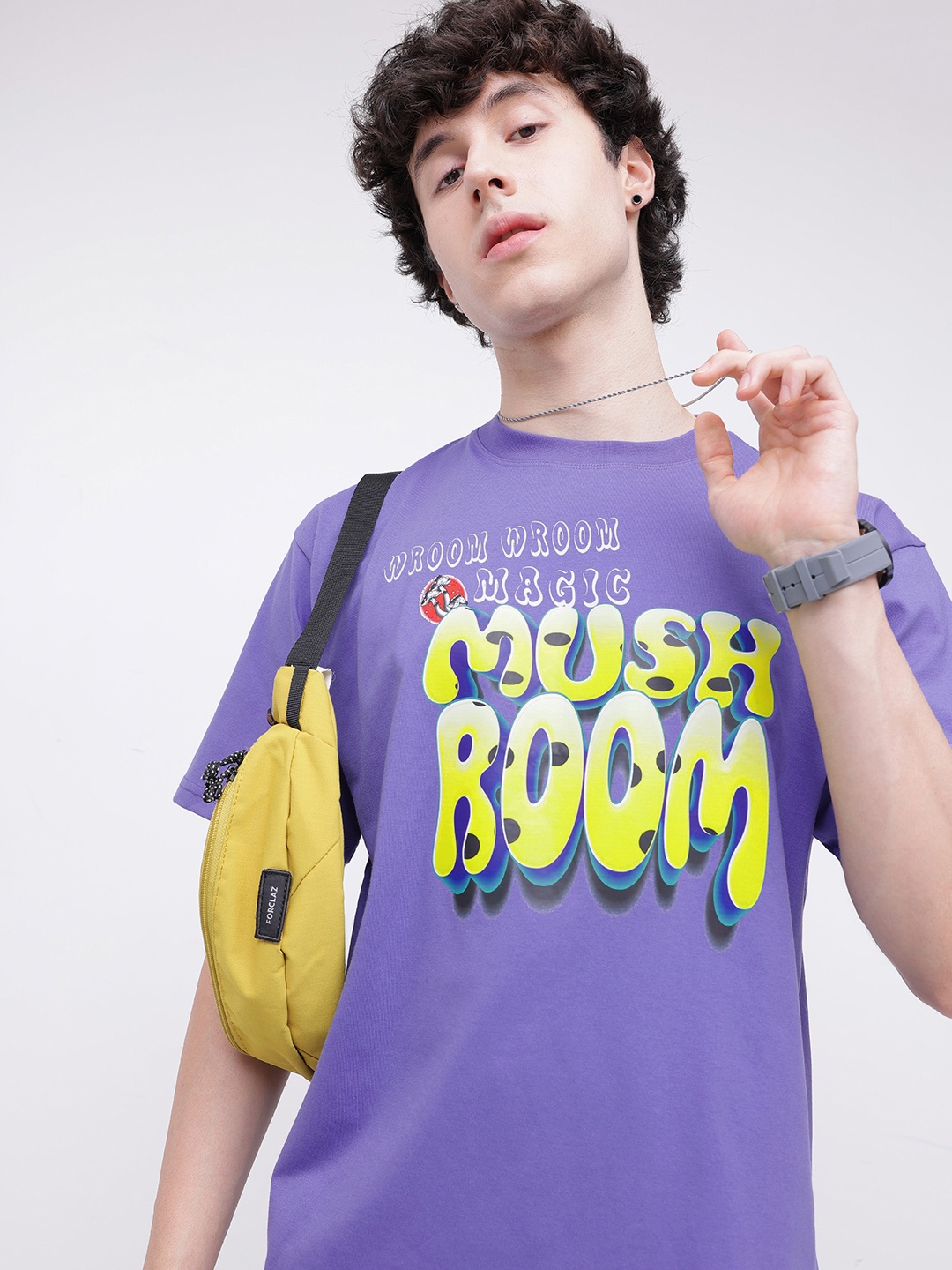 

Kook N Keech Typography Printed Drop-Shoulder Sleeves Relaxed Fit T-shirt, Purple