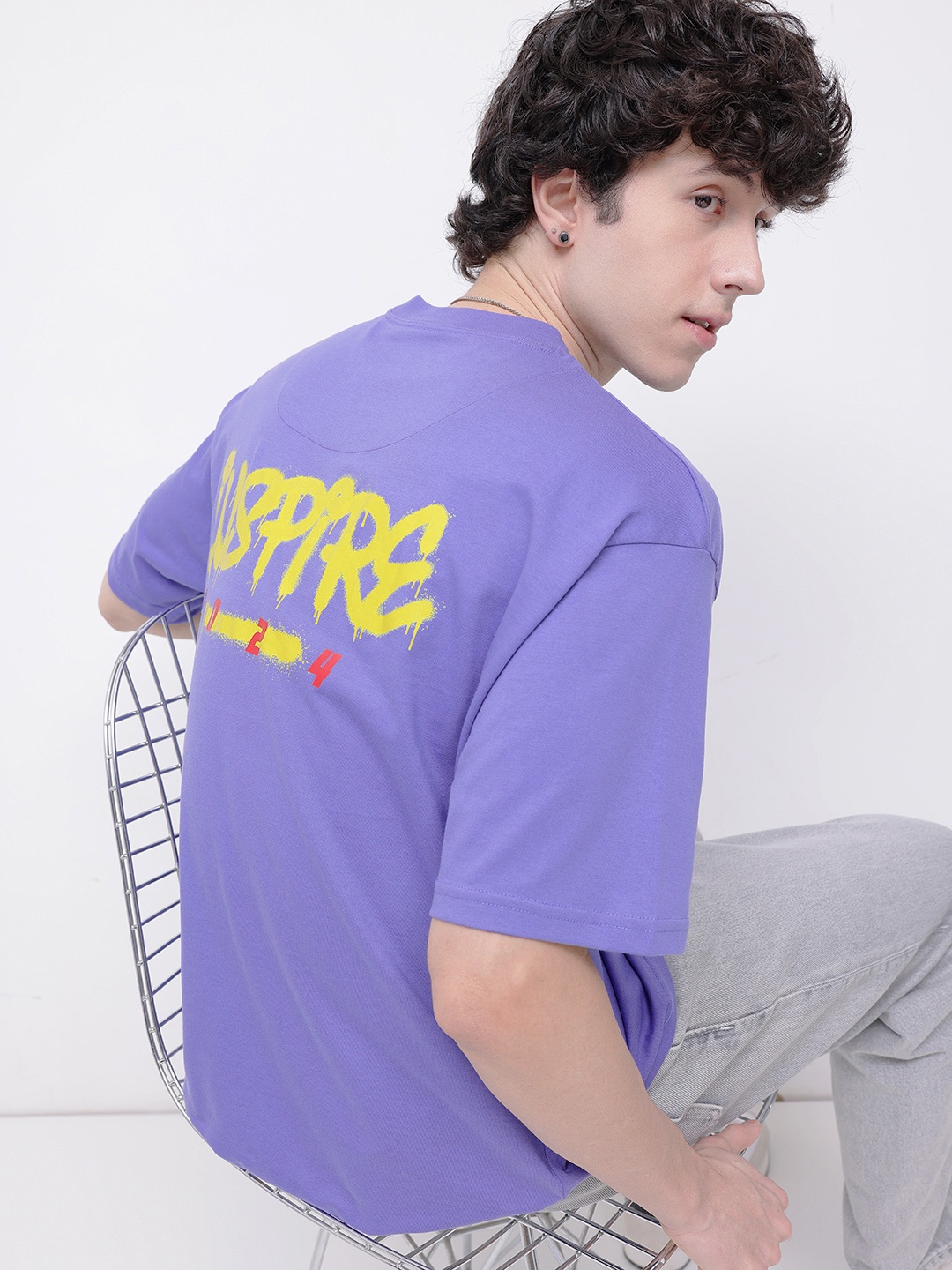 

KooK N Keech Call Me Cool Spray Typography T-shirt, Purple