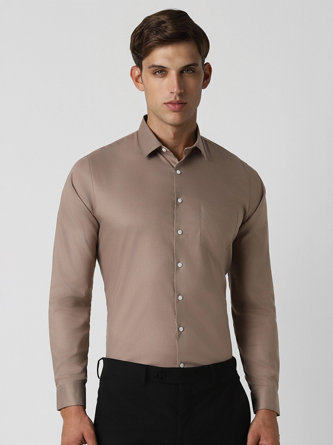 

Van Heusen Men Slim Fit Opaque Formal Cotton Shirt, Beige