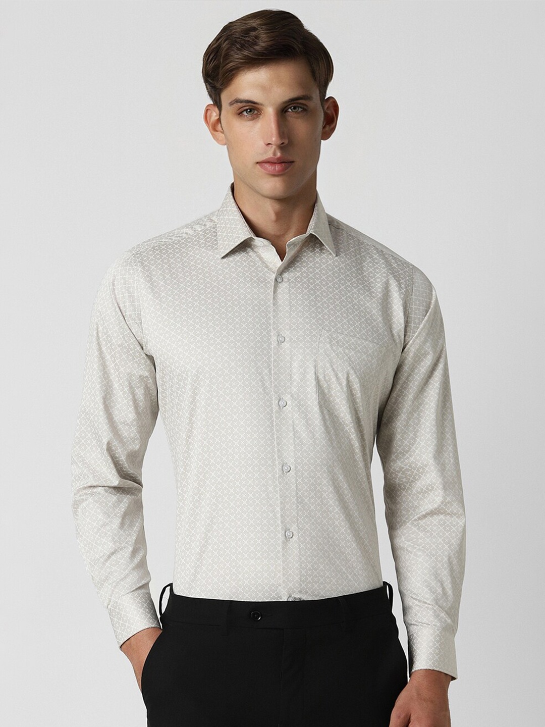 

Van Heusen Men Floral Opaque Printed Formal Shirt, Grey