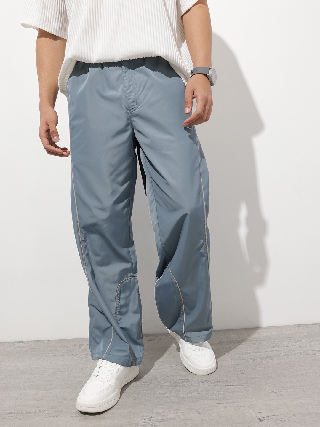 

Kook N Keech Men Slouchy Streetwear Baggy Parachute Pants, Blue