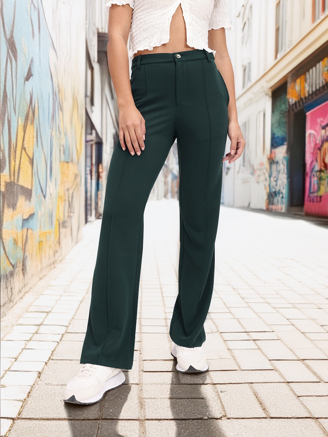 

DressBerry Women Serene And Majestic Trousers, Green