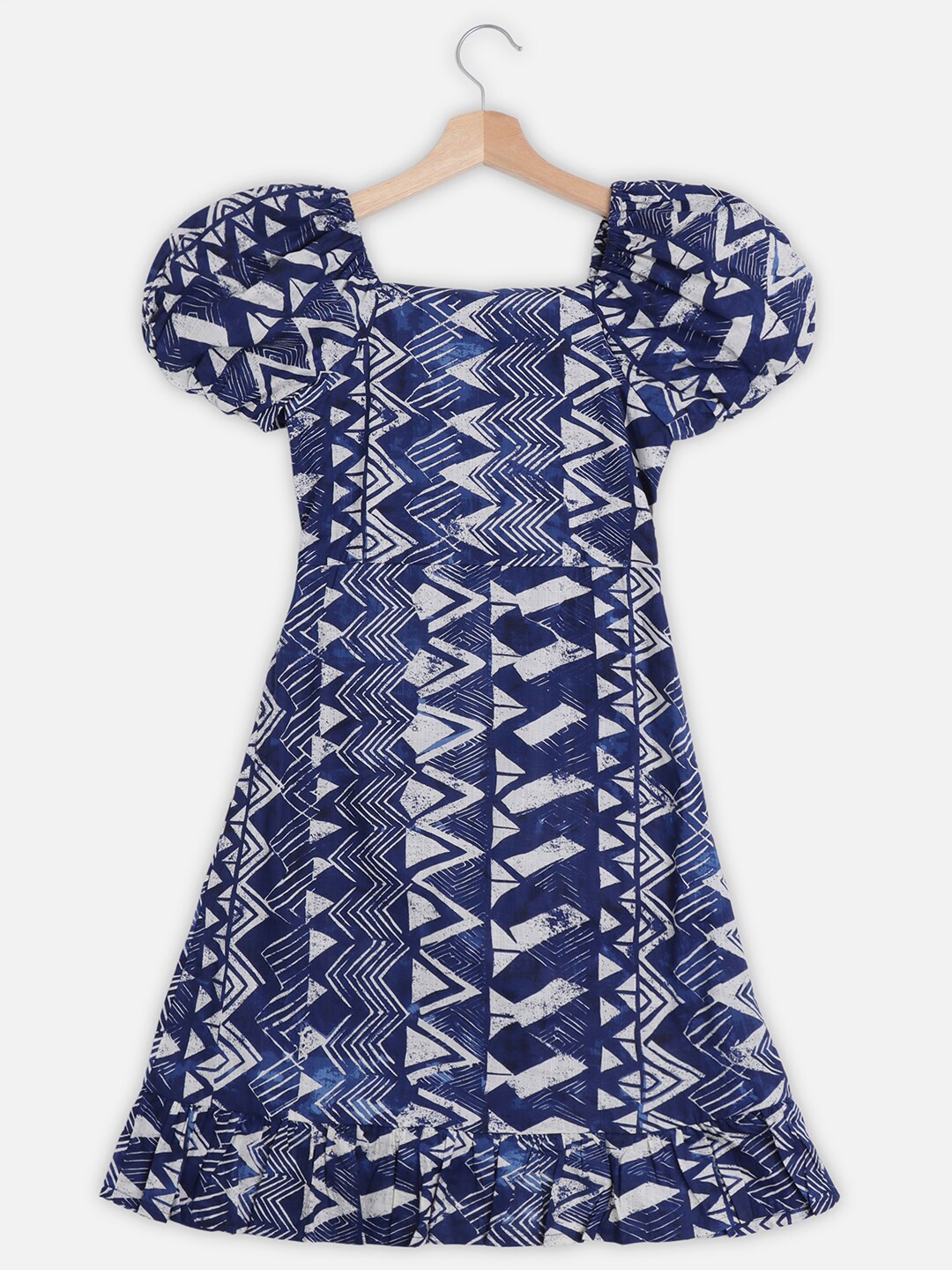 

Allen Solly Junior Print Puff Sleeve Fit & Flare Dress, Blue