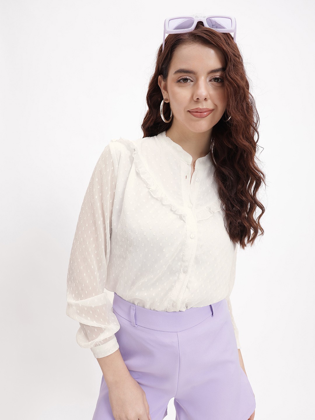 

DressBerry 90s Minimalist Dobby Weave Shirt, White