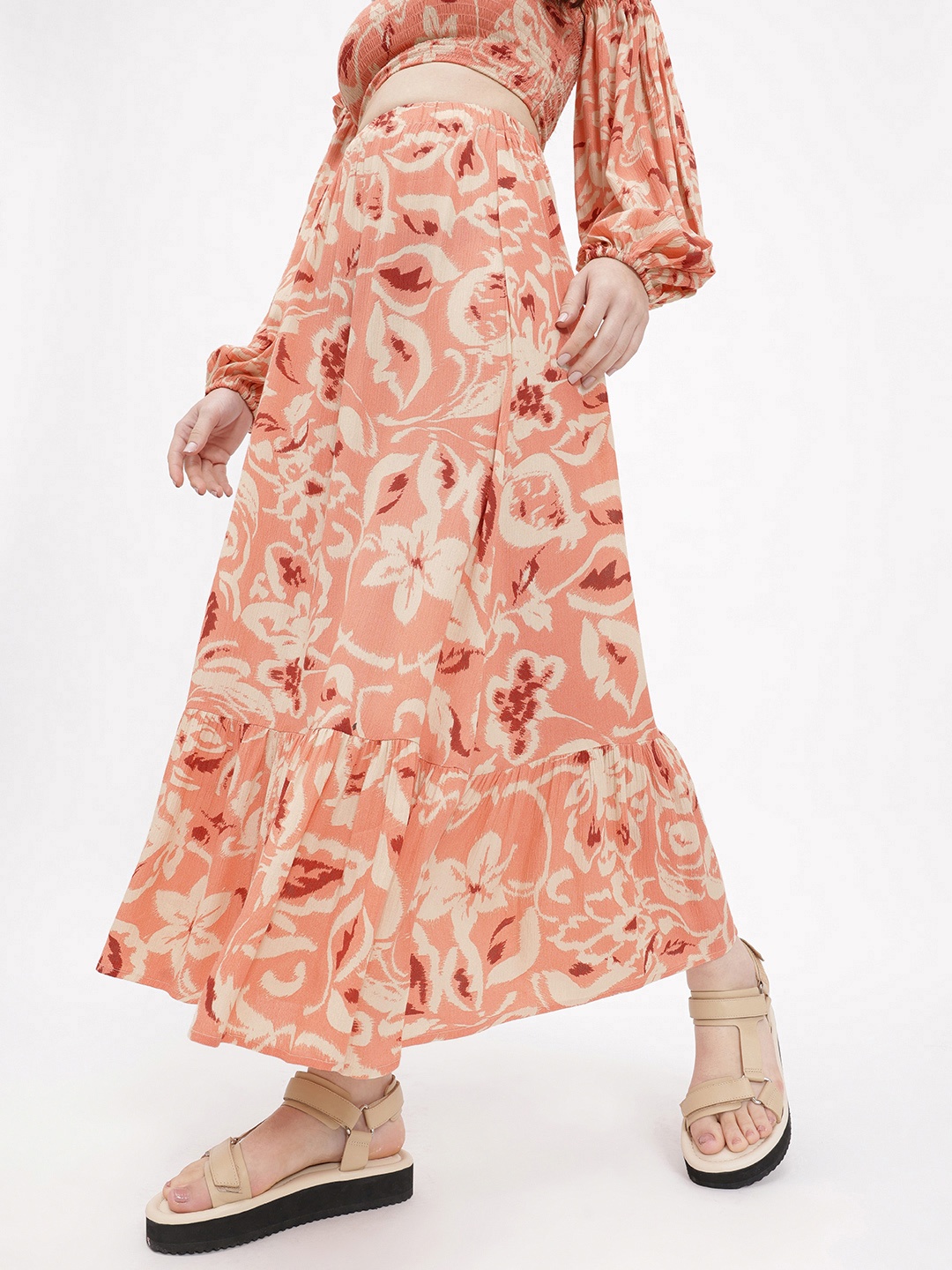 

DressBerry Regency Core Floral Fantasy Maxi Skirt, Peach