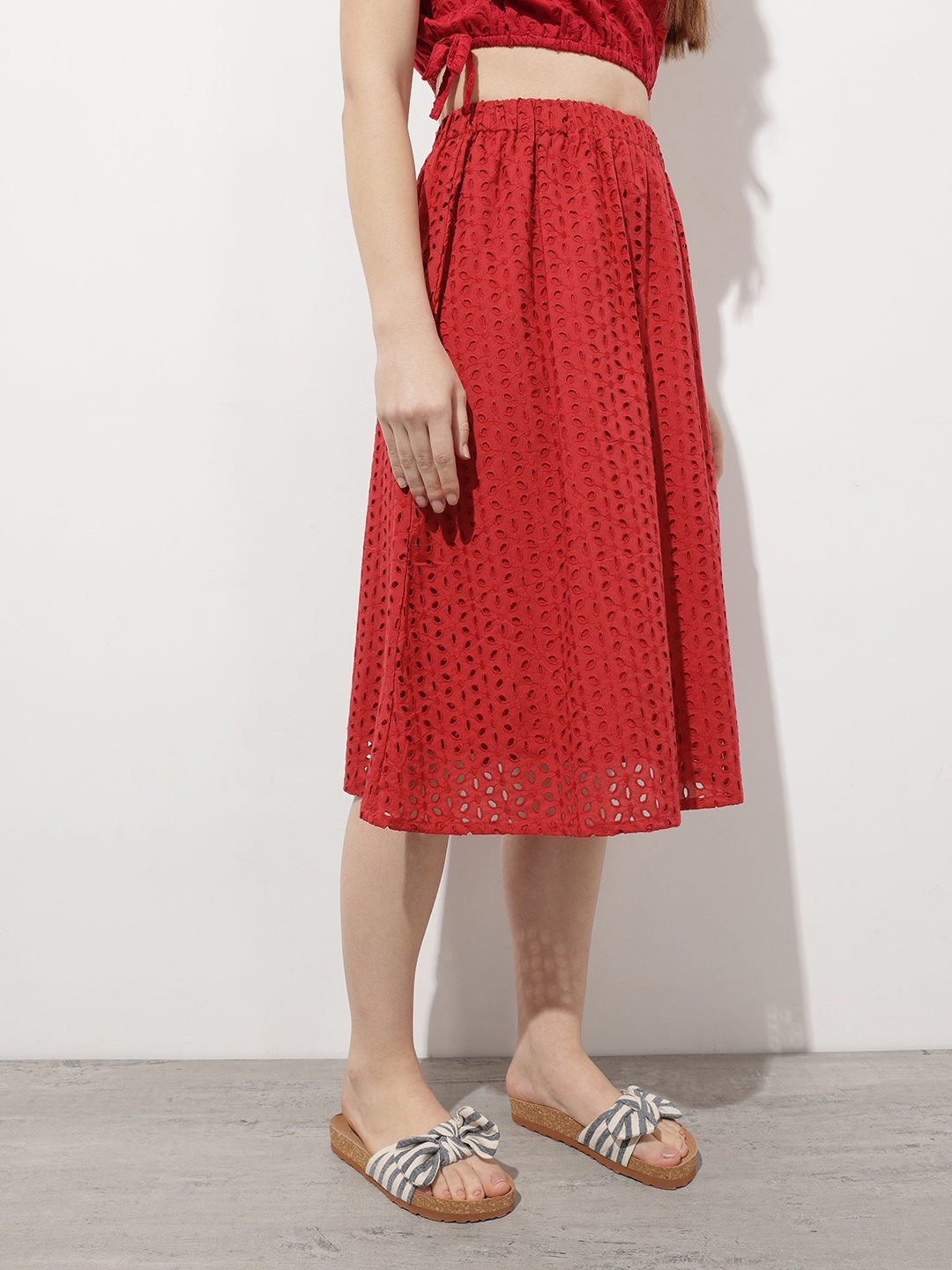 DressBerry Modern Victorian Vibes A-Line Skirt, Red
