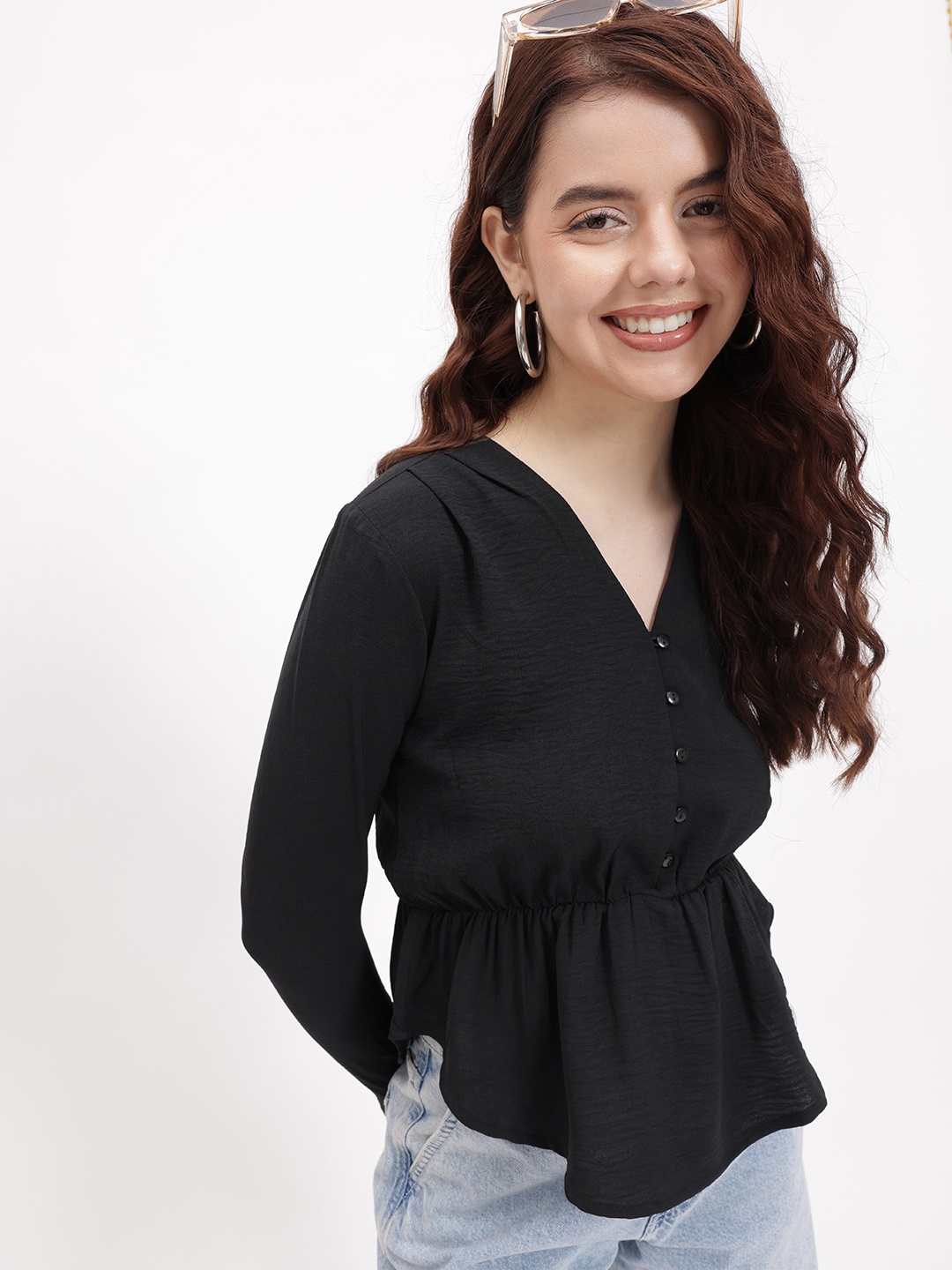 

DressBerry Core Minimalistic Cinched Top, Black