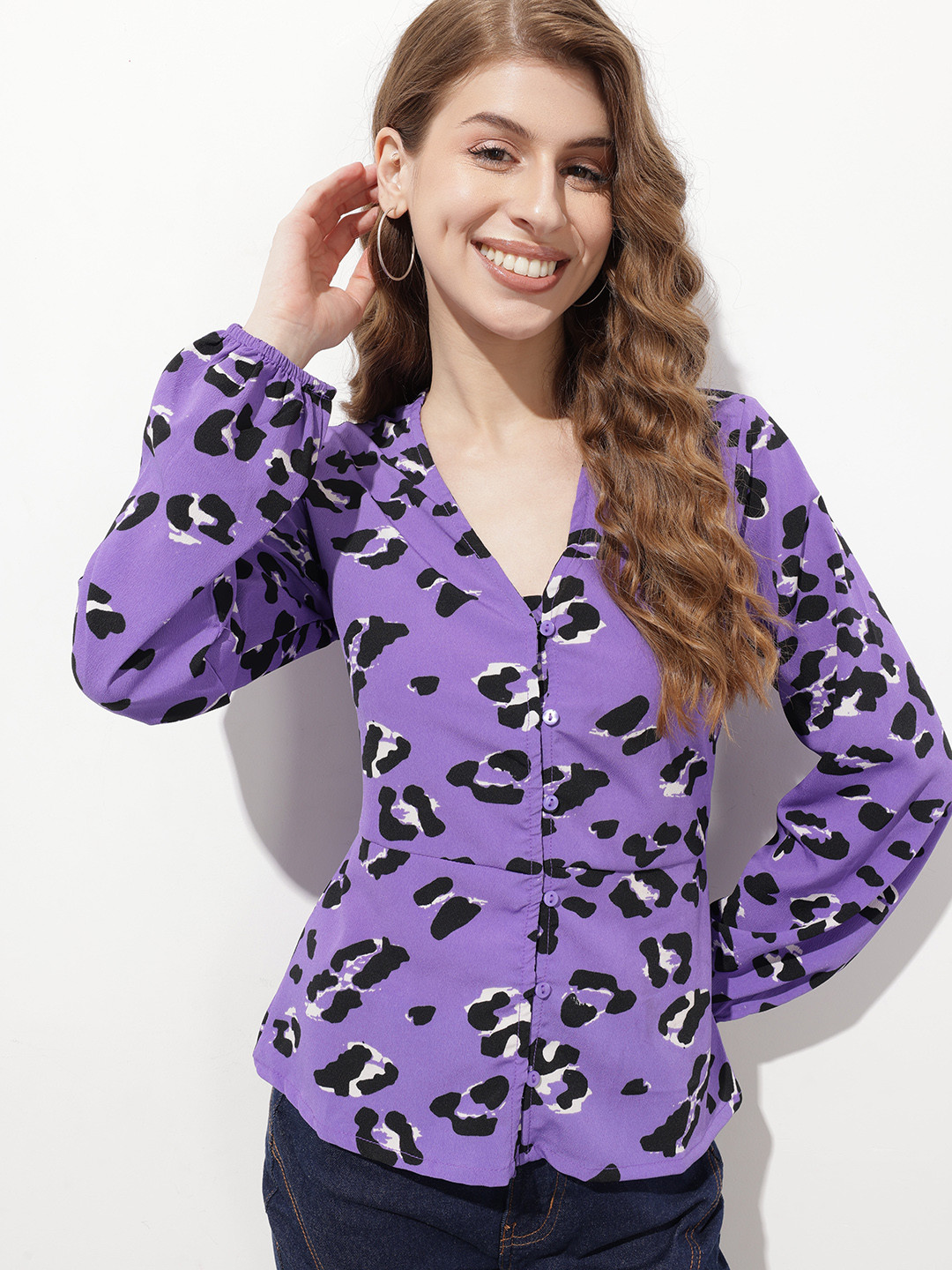 

DressBerry Fierce & Free Shirt Style Top, Purple