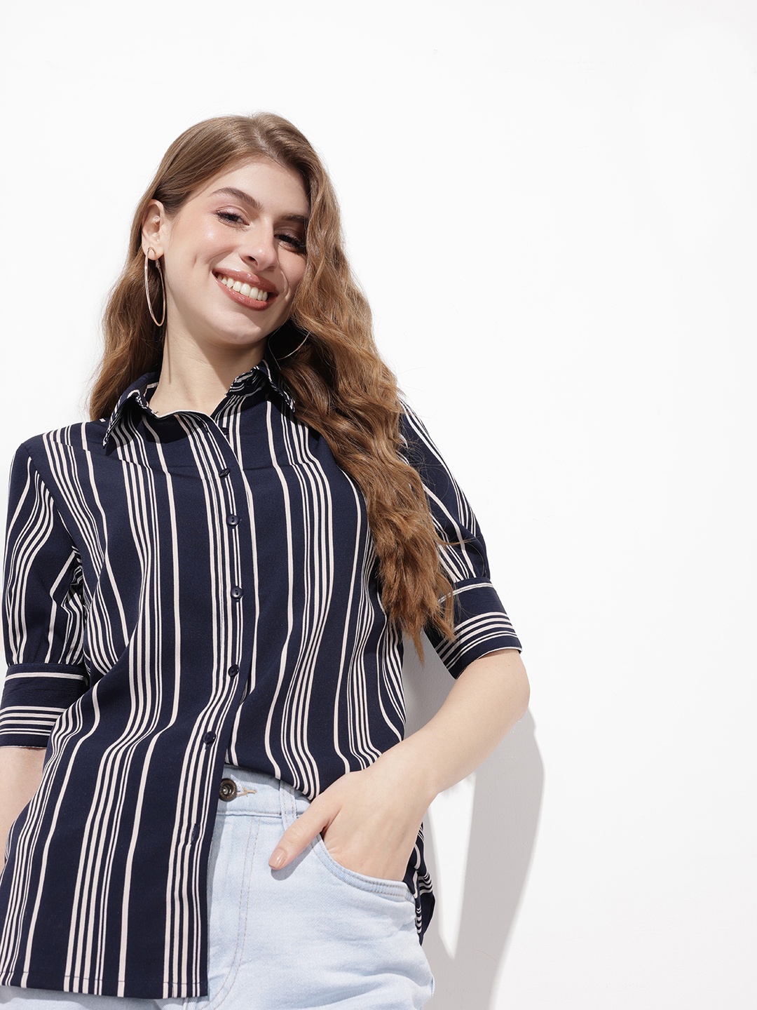 

DressBerry Dancing With Stripes Shirt, Navy blue