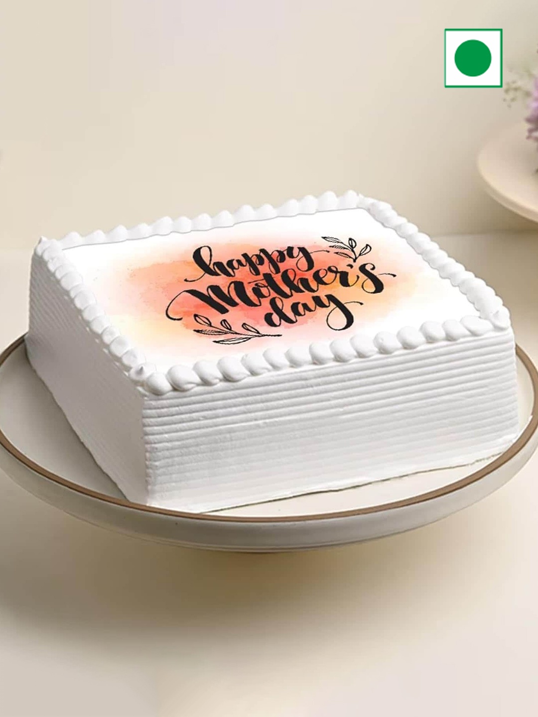 

Floweraura Mother's Day Square Eggless Vanilla Flavour Cake -1 kg, White