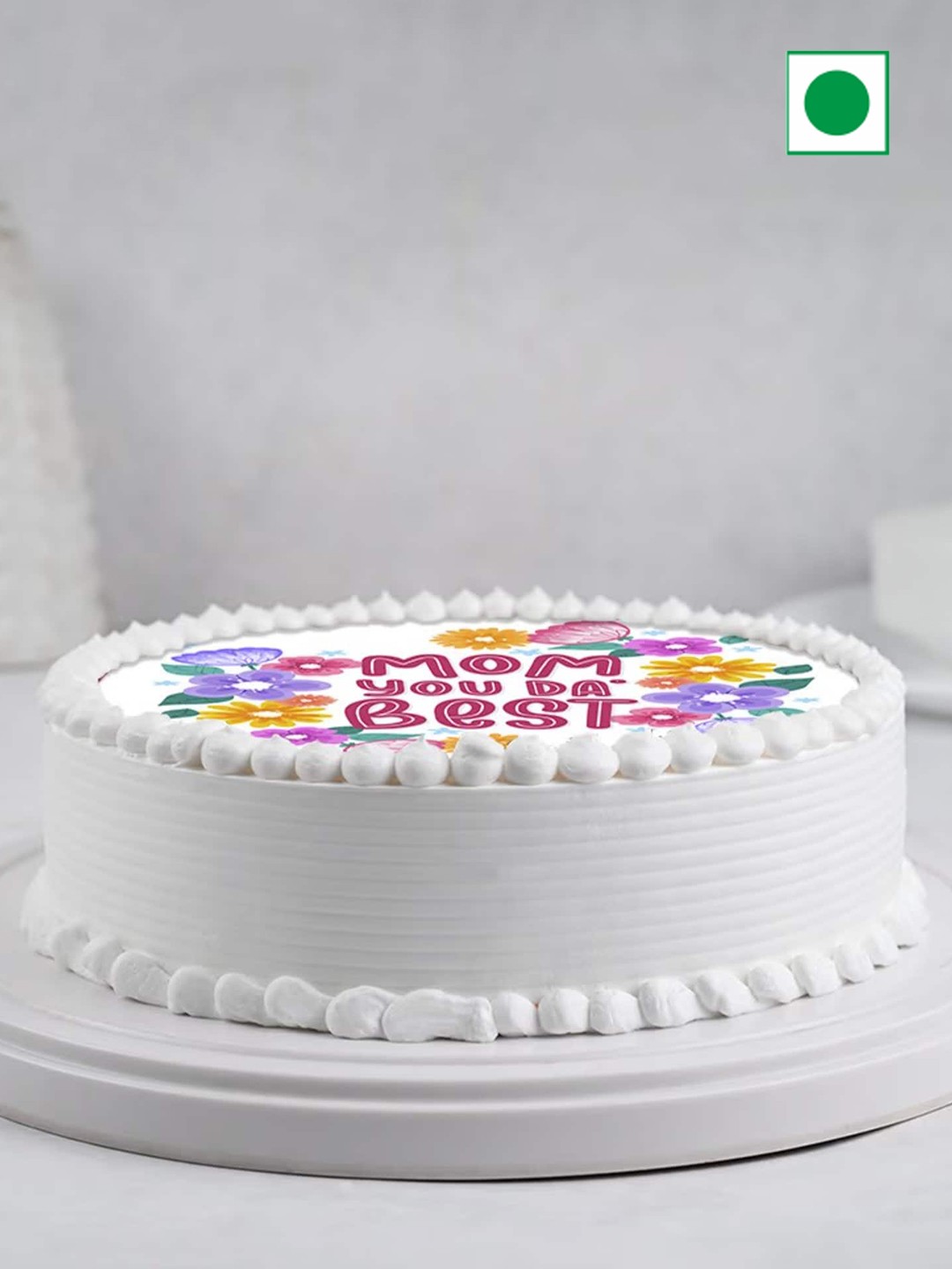

Floweraura Butterscotch Flavour Eggless Round Cake- 2 kg, White