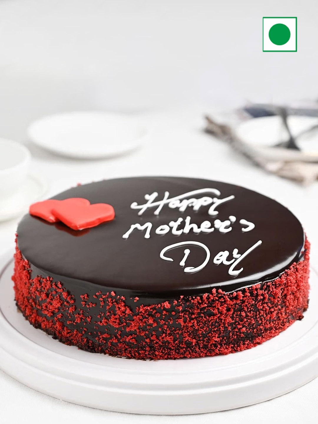 

Floweraura Mother's Day Choco Red Velvet Flavour Eggless Round Cake 500 G, Brown