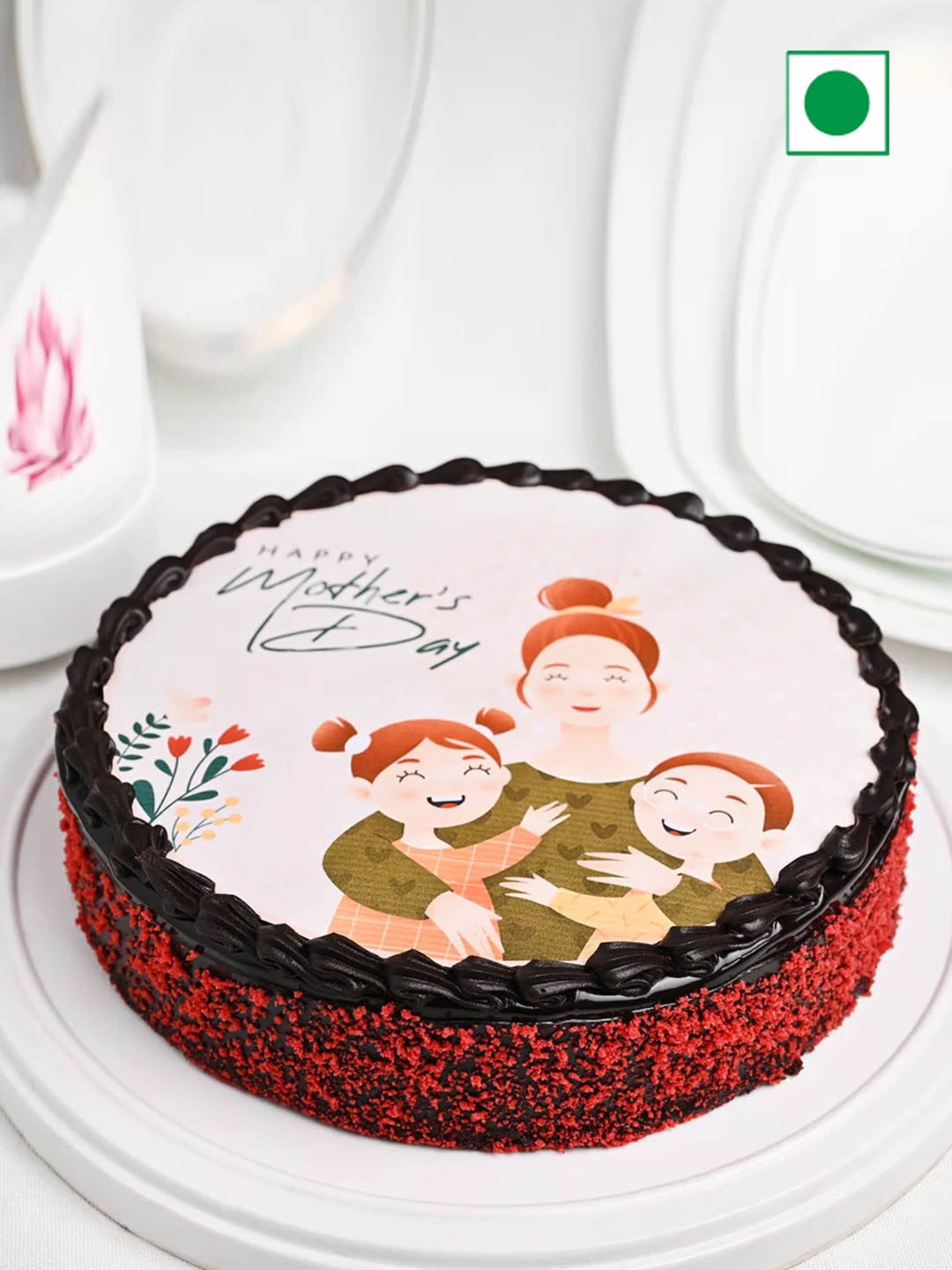 

Floweraura Mother's Day Round Eggless Choco Red Velvet Flavour Cake -2 kg