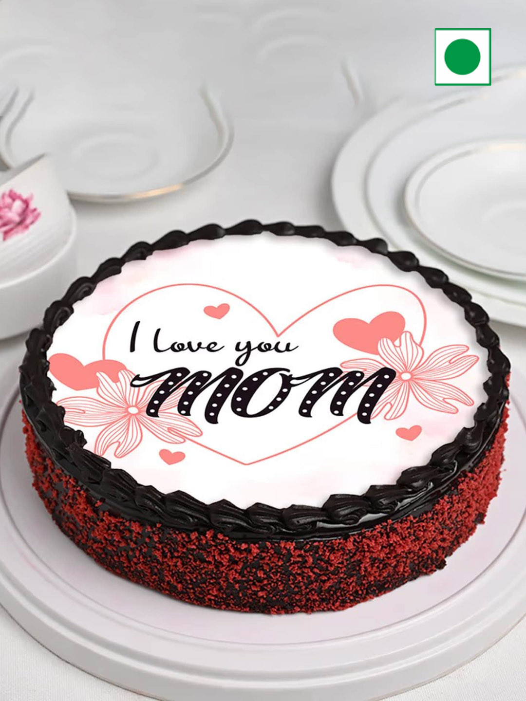 

Floweraura Mother's Day Round Eggless Choco Red Velvet Flavour Cake -2 kg