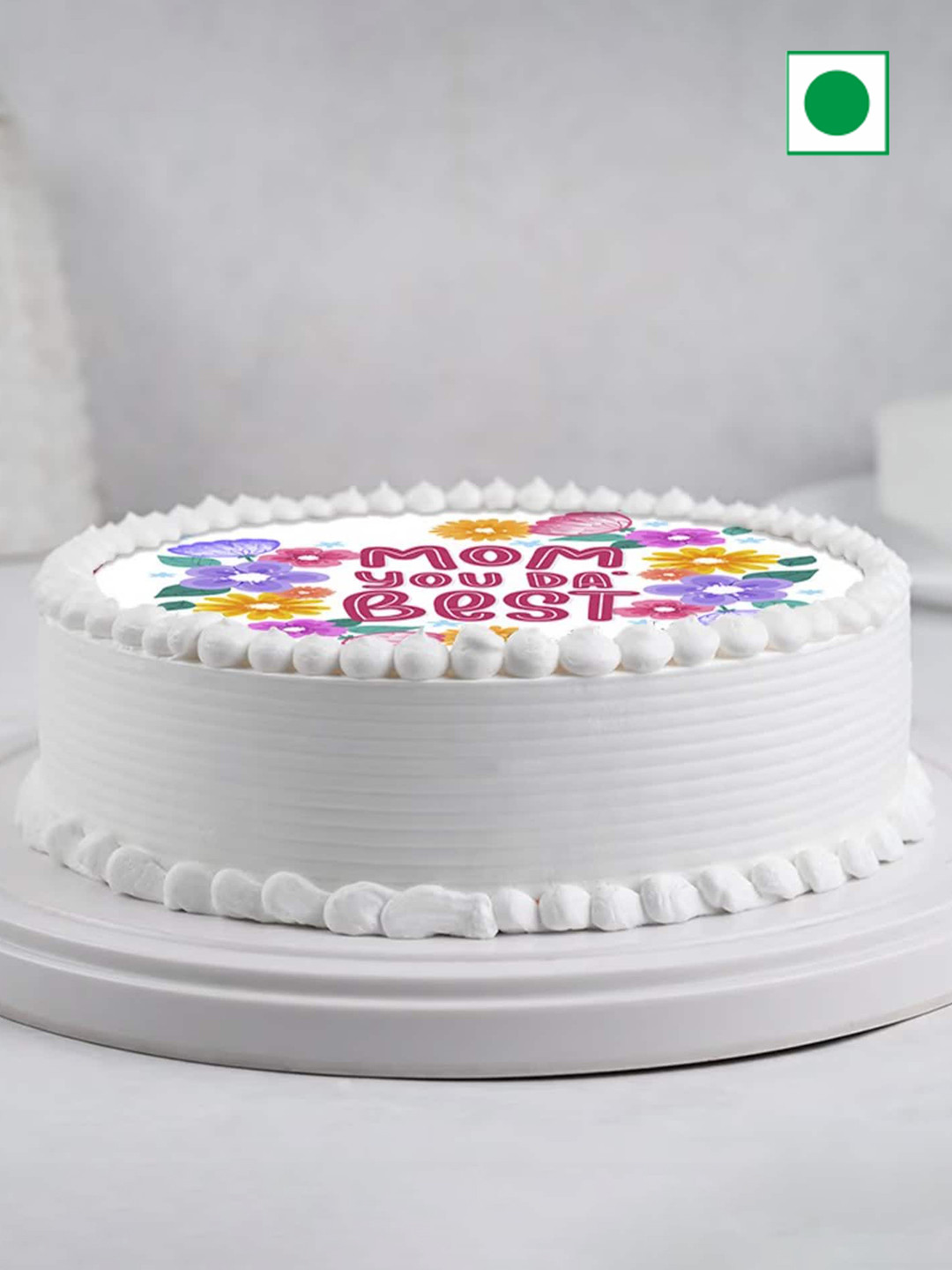 

Floweraura Butterscotch Flavour Eggless Round Cake- 500 g, White