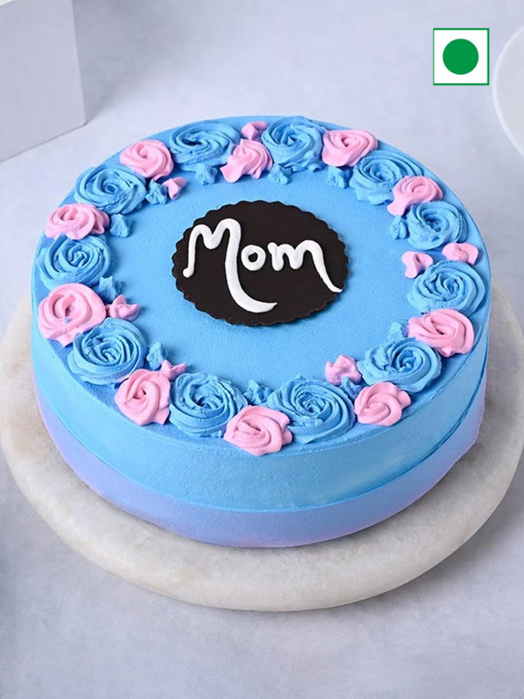 

Floweraura Mother's Day Round Eggless Butterscotch Flavour Cake -1 kg, Blue