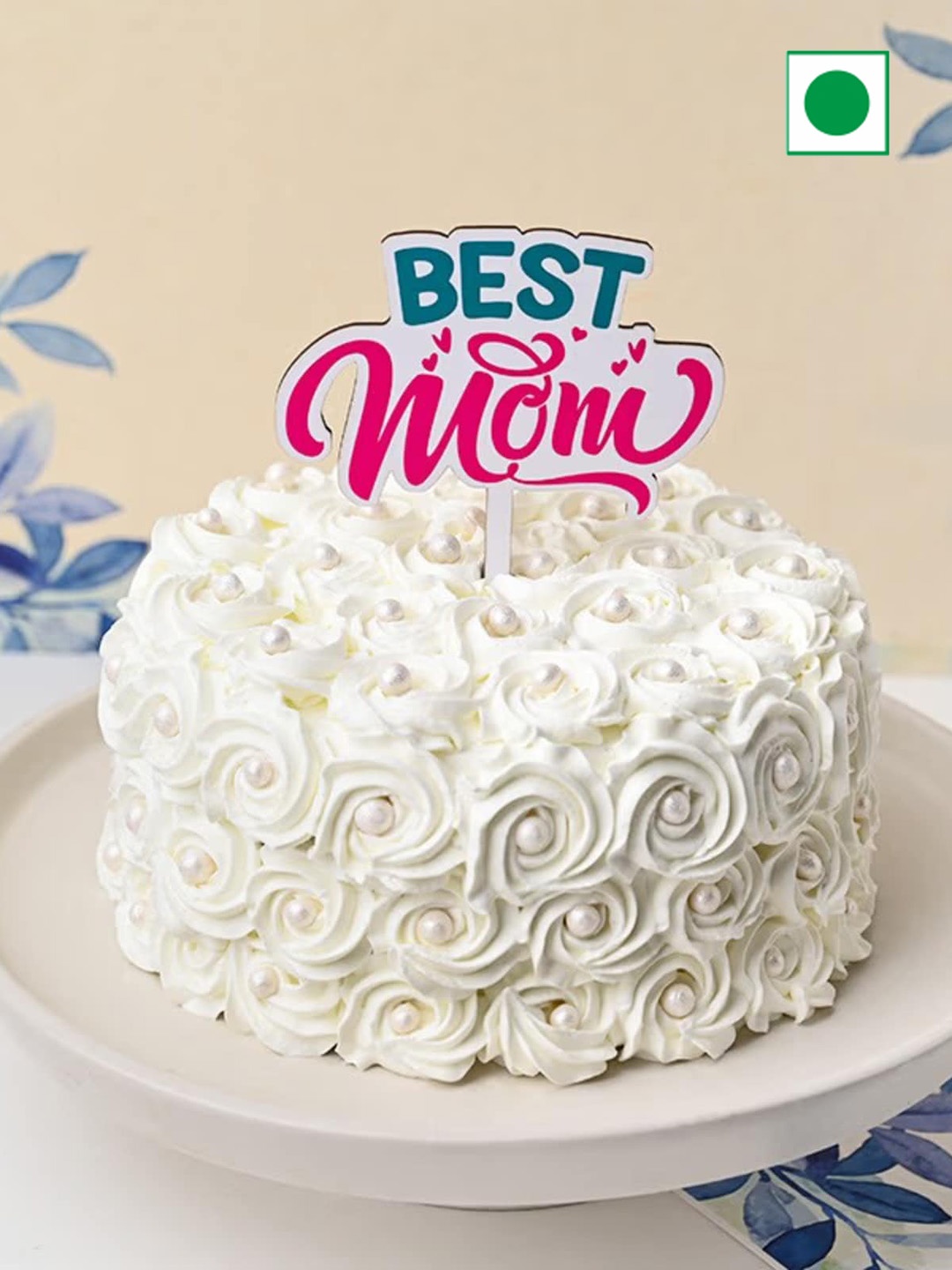 

Floweraura Mother's Day Round Eggless Black Forest Flavour Cake -2 kg, White