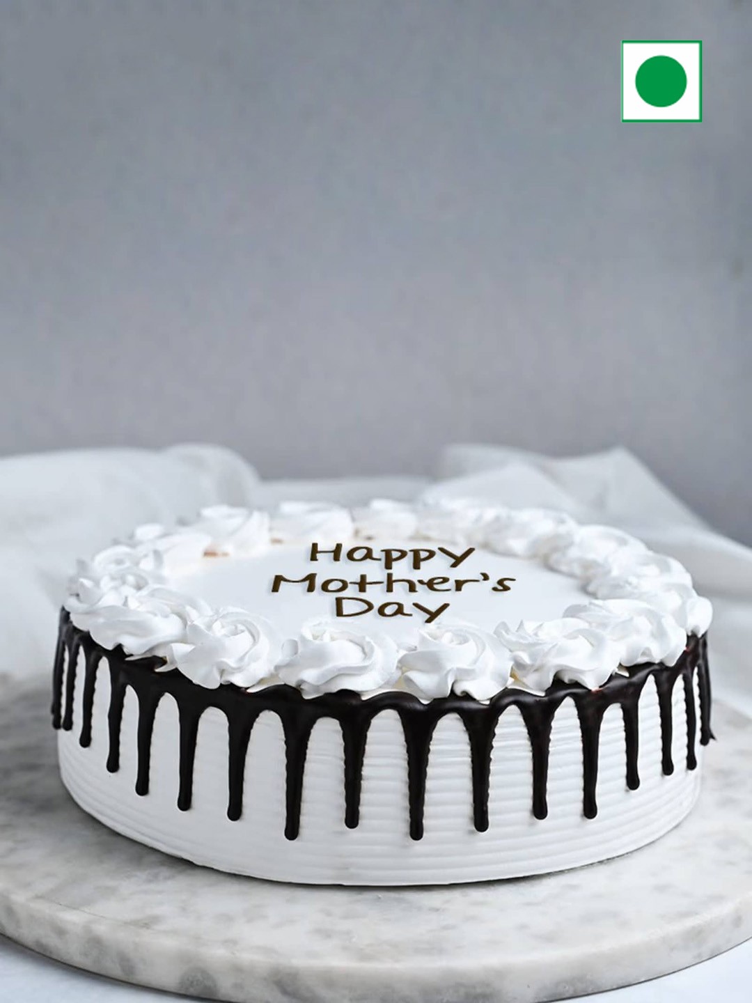

Floweraura Mother's Day Round Eggless Black Forest Cake 1 kg, White