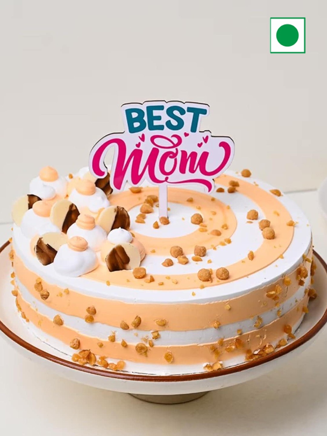 

Floweraura Mother's Day Round Eggless Butterscotch Cake 1 kg, White