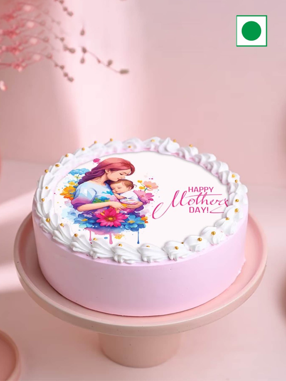 

Floweraura Strawberry Flavour Eggless Round Cake- 1 kg, Pink
